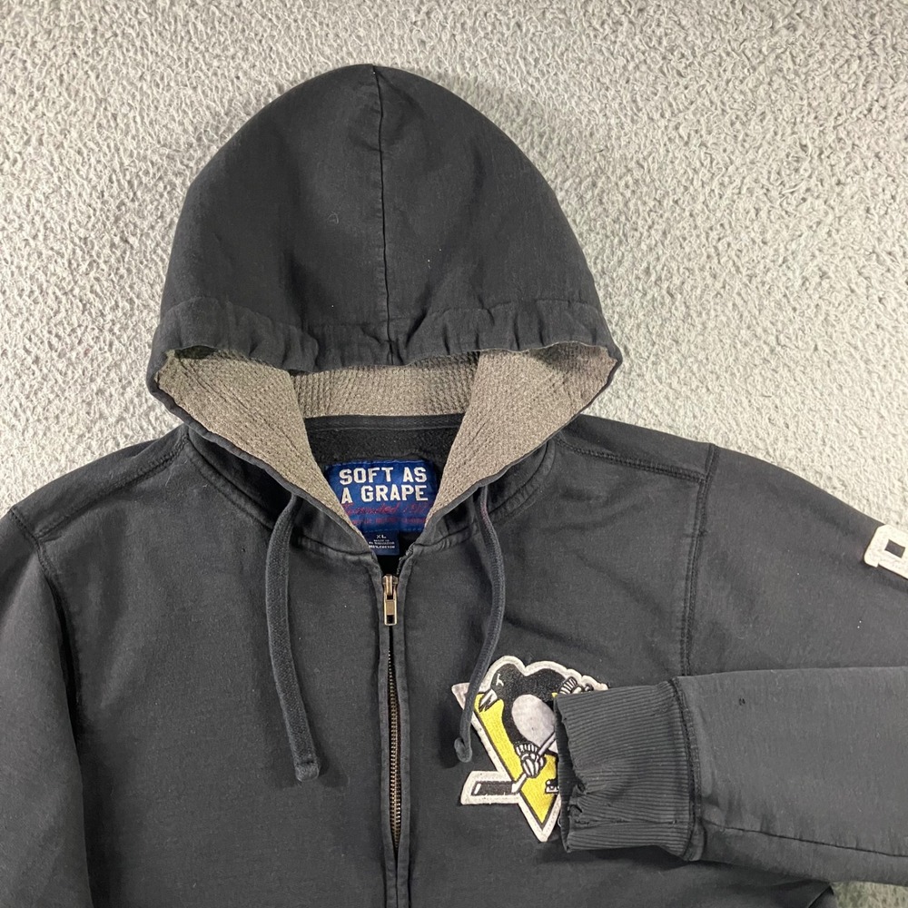 Vtg Y2K Pittsburgh Penguins Full Zip Hoodie Faded Black XL Fits Medium L